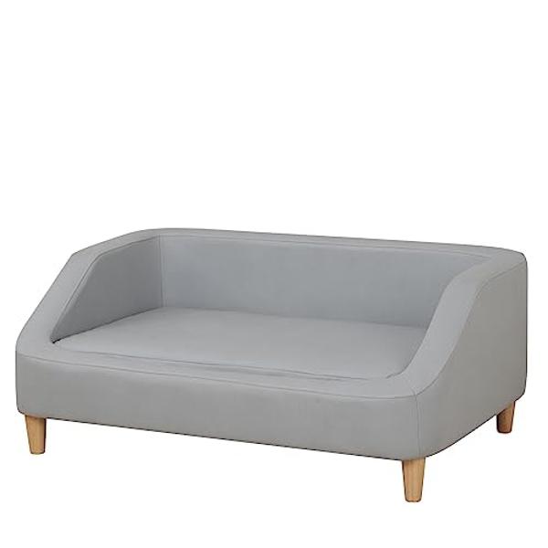 Dog Bed/Pet Sofa Bed Technology Cloth Cat Sofa Bed Sleeping Couch High Wood Leg Animal Bed Sofa (Grey)