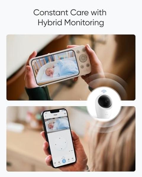eufy Security Baby Monitor E20 with 2K HD Camera, 5'' 720p Display, Hybrid Wi-Fi & No Wi-Fi Connection, Pan-Tilt, 4X Zoom, Portable Camera with Built-in Battery, 24/7 Recording in 