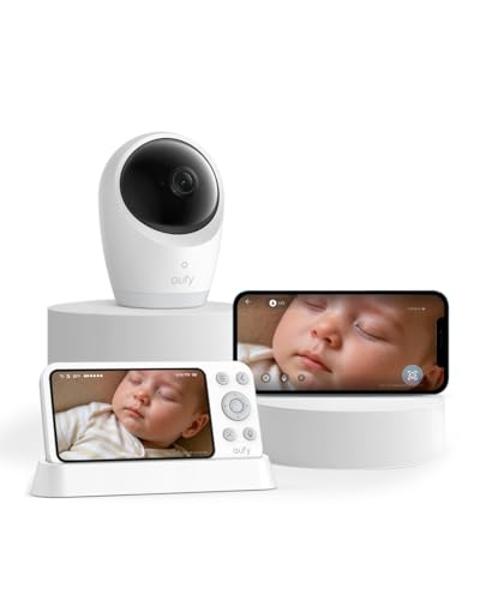 eufy Security Baby Monitor E21 with 4K UHD Camera, 5'' 720p Display, 8X Zoom, Hybrid Wi-Fi and No Wi-Fi Connection, 24/7 Recording in app, Pan-Tilt, Portable Camera with Built-in B