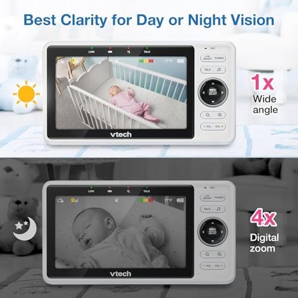 VTech Upgraded Smart WiFi Baby Monitor VM901, 5-inch 720p Display, 1080p Camera, HD NightVision, Fully Remote Pan Tilt Zoom, 2-Way Talk, Free Smart Phone App, Works with iOS, Andro