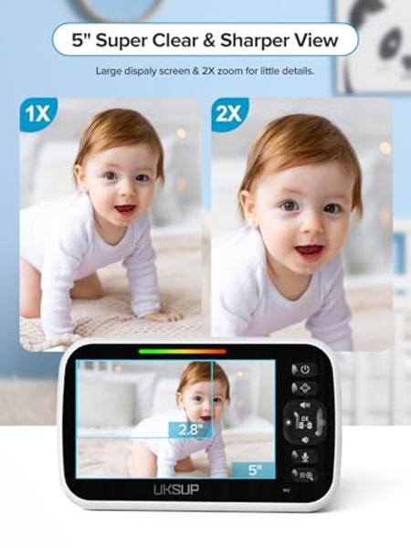 ANMEATE Video Baby Monitor with Digital Camera, Digital 2.4Ghz Wireless Video Monitor with Temperature Monitor, 960ft Transmission Range, 2-Way Talk, Night Vision, High Capacity Ba