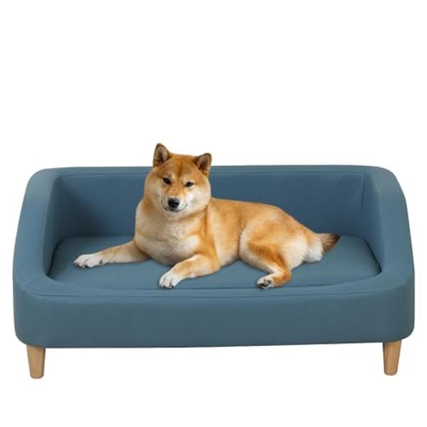 Dog Bed/Pet Sofa Bed Technology Cloth Cat Sofa Bed Sleeping Couch High Wood Leg Animal Bed Sofa (Blue)