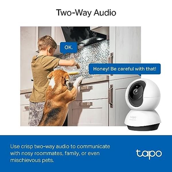 TP-Link Tapo 2K QHD Pan/Tilt Security Camera for Pet Camera, Baby Monitor, Motion Detection, Motion Tracking, 2-Way Audio, Night Vision, Cloud &SD Card Storage, Works w/Alexa & Goo