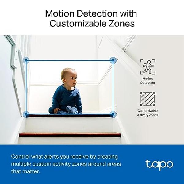 TP-Link Tapo 2K QHD Pan/Tilt Security Camera for Pet Camera, Baby Monitor, Motion Detection, Motion Tracking, 2-Way Audio, Night Vision, Cloud &SD Card Storage, Works w/Alexa & Goo