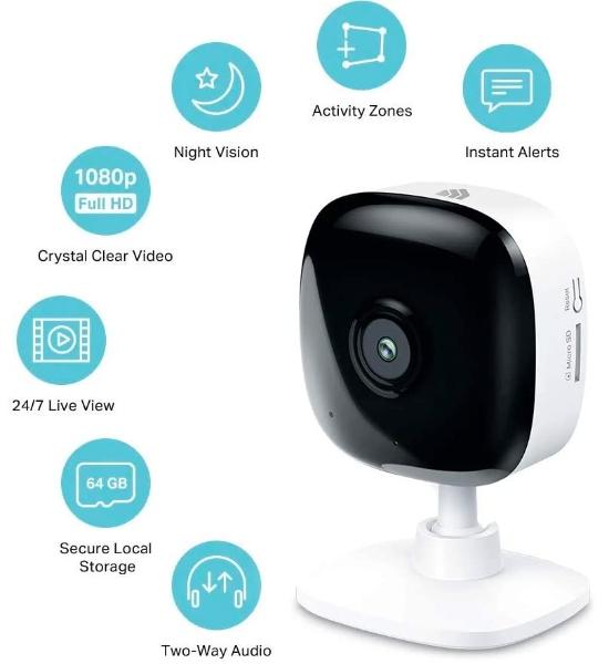 Kasa Smart Security Camera for Baby monitor, 1080p HD Indoor-Camera for Home Security with Motion Detection, Two-Way Audio, Night Vision, Cloud & SD Card Storage, Works with Alexa 