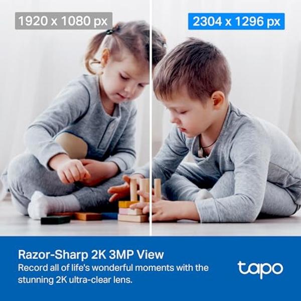 TP-Link Tapo 2K Pan/Tilt Security Camera for Baby Monitor, Dog Camera w/Motion Detection, 2-Way Audio, Siren, Night Vision, Cloud & SD Card Storage, Works with Alexa & Google Home,