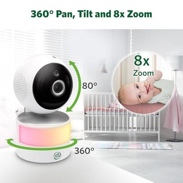 LeapFrog 2-Camera Color Night Vision Video Baby Monitor with 7" HD 720p Display, Split Screen, 360 Pan & Tilt, 8X Zoom, Night Light, Humidity & Temperature Sensor, Up to 1000ft Lon