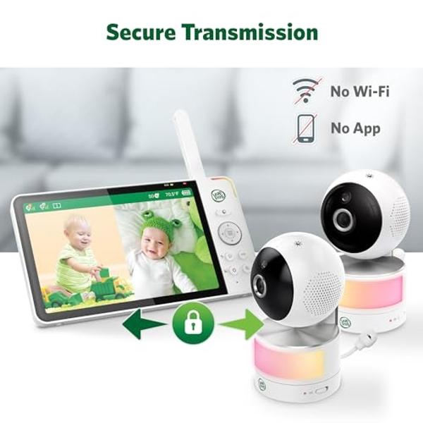 LeapFrog 2-Camera Color Night Vision Video Baby Monitor with 7" HD 720p Display, Split Screen, 360 Pan & Tilt, 8X Zoom, Night Light, Humidity & Temperature Sensor, Up to 1000ft Lon