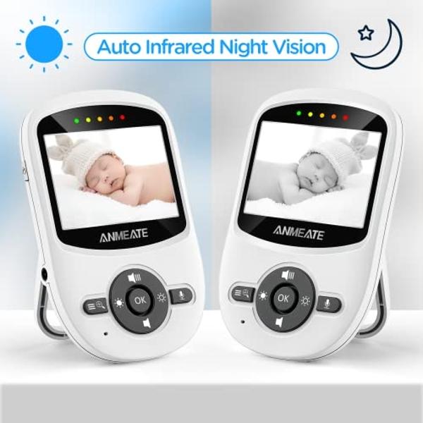 ANMEATE Video Baby Monitor with Digital Camera, Digital 2.4Ghz Wireless Video Monitor with Temperature Monitor, 960ft Transmission Range, 2-Way Talk, Night Vision, High Capacity Ba