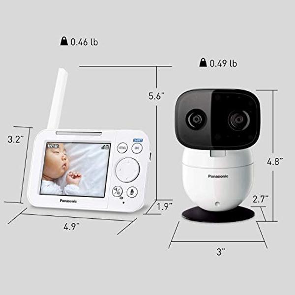 Panasonic Baby Monitor with Camera and Audio, 3.5” Color Video, Extra Long Range, Secure Connection, 2-Way Talk, Soothing Sounds, Remote Pan, Tilt, Zoom - 1 Camera - KX-HN4101W (Wh