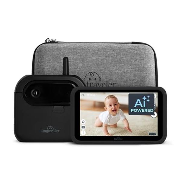 Tiny Traveler Ai Smart Wireless Baby Car Monitor with Travel Kit & Power Bank- AI-Powered Safety Alerts Detection, Virtual Fence, Long Range 1000ft Night Vision Lullabies Night Lig