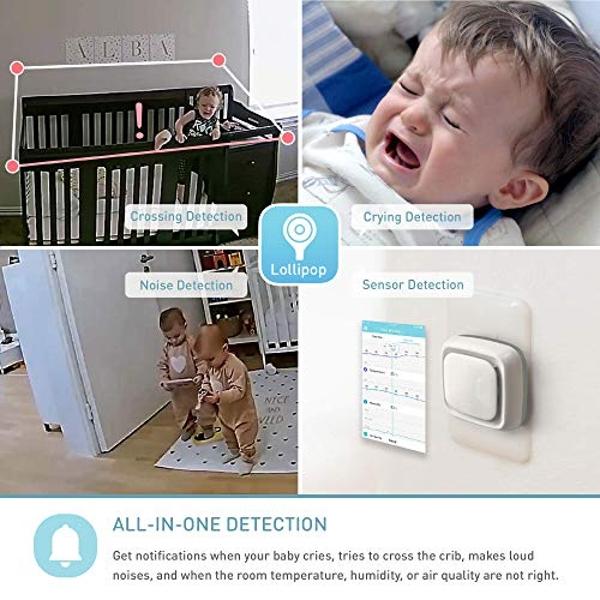 Lollipop Baby Monitor (Cotton Candy) -Full-Featured Smart Wi-Fi Camera of True Crying Detection with Extra in-App Plan of Breathing Monitoring/Sleep Tracking-Accessories Free/7 Day