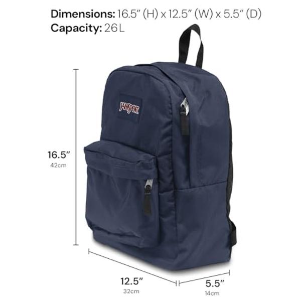 JanSport SuperBreak One Backpack Navy - Durable, Lightweight Bag with 1 Main Compartment, Front Utility Pocket with Built-in Organizer - Premium Backpack