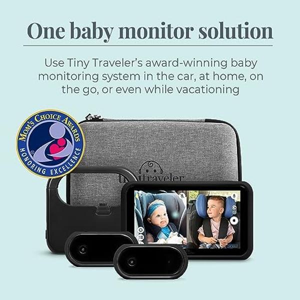 Tiny Traveler Baby Car Camera for 2 Kids, Touch Screen Baby Car Monitor with Power Bank, No WiFi Baby Camera for Car Home Travel, Rear-Facing Car Seat Monitor Night Vision Baby Rem