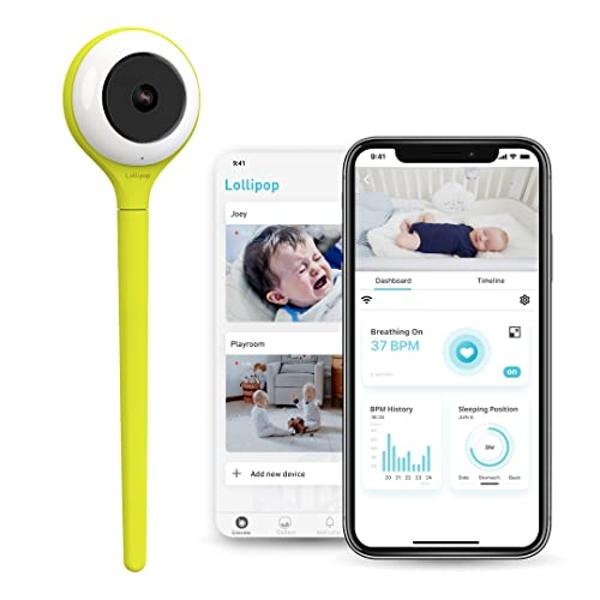 Lollipop Baby Monitor (Pistachio) - Full-Featured Smart Wi-Fi Camera of True Crying Detection with Extra in-App Plan of Breathing Monitoring/Sleep Tracking-Accessories Free/7 Days 