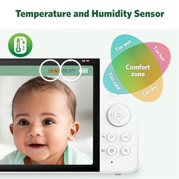 LeapFrog 2-Camera Color Night Vision Video Baby Monitor with 7" HD 720p Display, Split Screen, 360 Pan & Tilt, 8X Zoom, Night Light, Humidity & Temperature Sensor, Up to 1000ft Lon