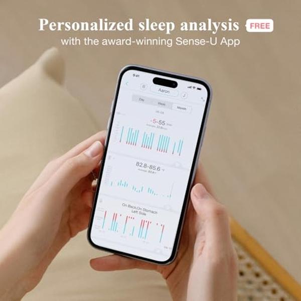 Sense-U Smart Baby Monitor Pro(Long Range)+2K PTZ Camera: Track Abdominal Movement with Arousal Vibration, Rollover, Feeling Temp, 2K Video, Background Sound & Motion Detection, No