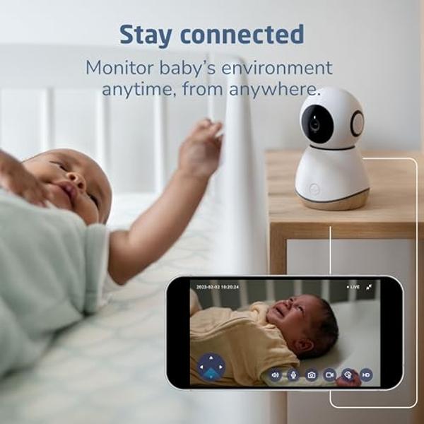 Maxi-Cosi See Pro 360 Baby Monitor with CryAssist™ AI Cry Translation, 2K HD camera with PTZ, Secure Non Wi-Fi 5 inch parent unit, 10 hour battery, Soothing Lullabies, 2-way audio
