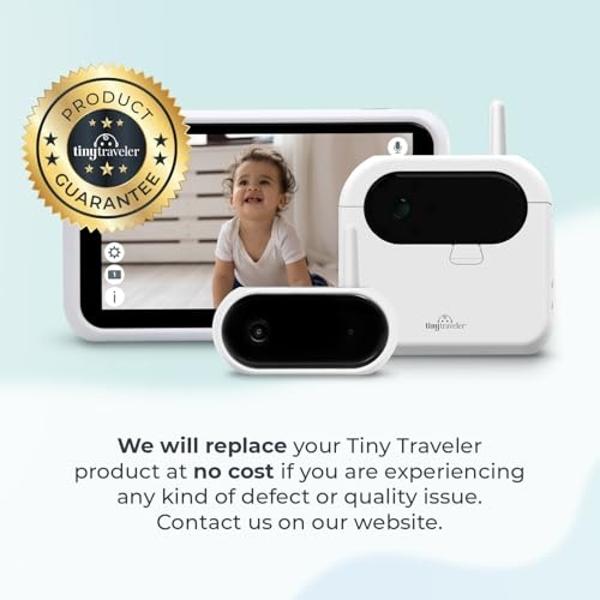 Tiny Traveler Ai Smart Wireless Baby Car Monitor with Travel Kit & Power Bank - AI-Powered Safety Alerts Detection, Virtual Fence, Long Range 1000ft Night Vision Lullabies Night Li