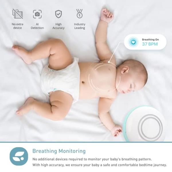 Lollipop Baby Monitor (Pistachio) - Full-Featured Smart Wi-Fi Camera of True Crying Detection with Extra in-App Plan of Breathing Monitoring/Sleep Tracking-Accessories Free/7 Days 