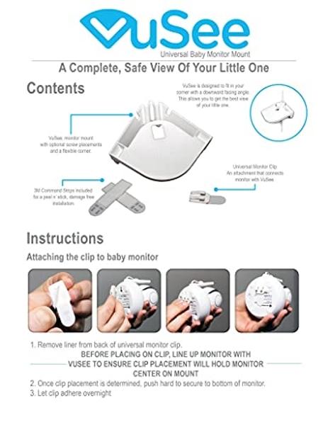 VuSee Corner Baby Monitor Mount - Safely Hold Baby Monitors or Indoor Camera Shelf - Compatible with Most Baby Brands - Corner Wall Mount with Easy Installation - 1 Pack