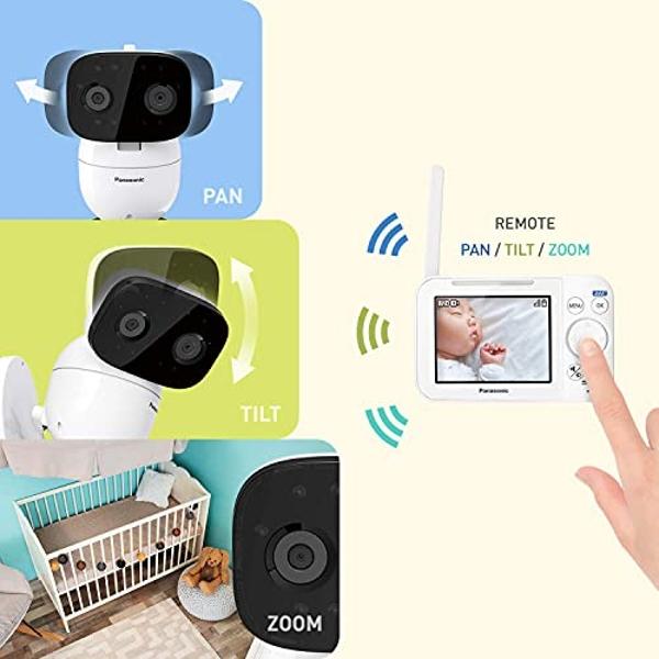 Panasonic Baby Monitor with Camera and Audio, 3.5” Color Video, Extra Long Range, Secure Connection, 2-Way Talk, Soothing Sounds, Remote Pan, Tilt, Zoom - 1 Camera - KX-HN4101W (Wh