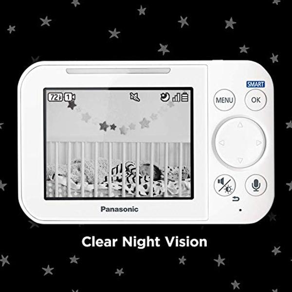 Panasonic Baby Monitor with Camera and Audio, 3.5” Color Video, Extra Long Range, Secure Connection, 2-Way Talk, Soothing Sounds, Remote Pan, Tilt, Zoom - 1 Camera - KX-HN4101W (Wh
