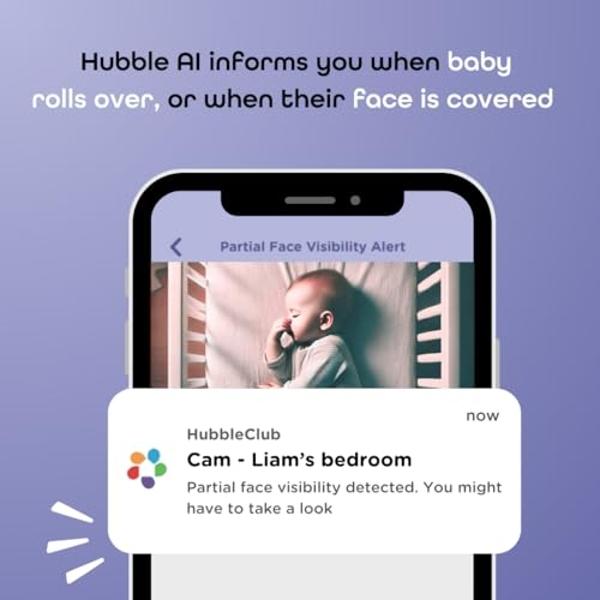 HUBBLE CONNECTED SkyVision Pro AI-Enhanced HD Smart Baby Monitor, 1 Camera, Parent Unit, Mounts, Smart Rollover & Cry Detection, AI Sleep Report, 2-Way Talk, Night Vision, Light & 