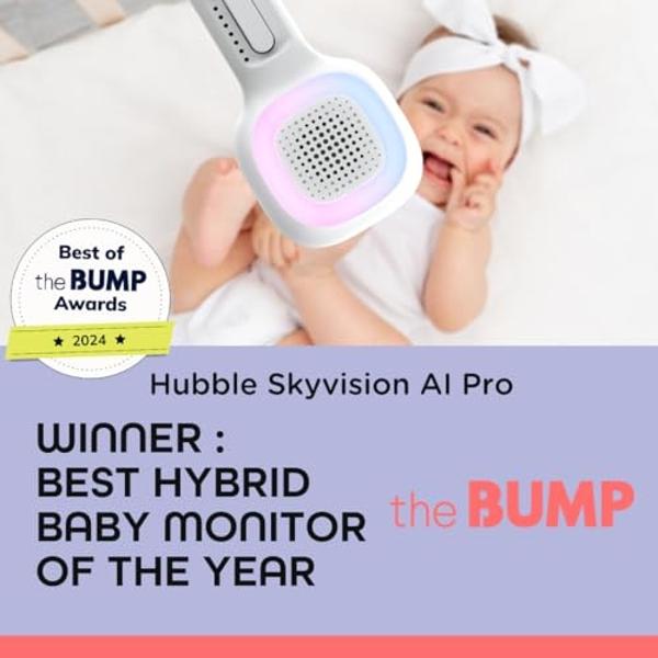 HUBBLE CONNECTED SkyVision Pro AI-Enhanced HD Smart Baby Monitor, 1 Camera, Parent Unit, Mounts, Smart Rollover & Cry Detection, AI Sleep Report, 2-Way Talk, Night Vision, Light & 