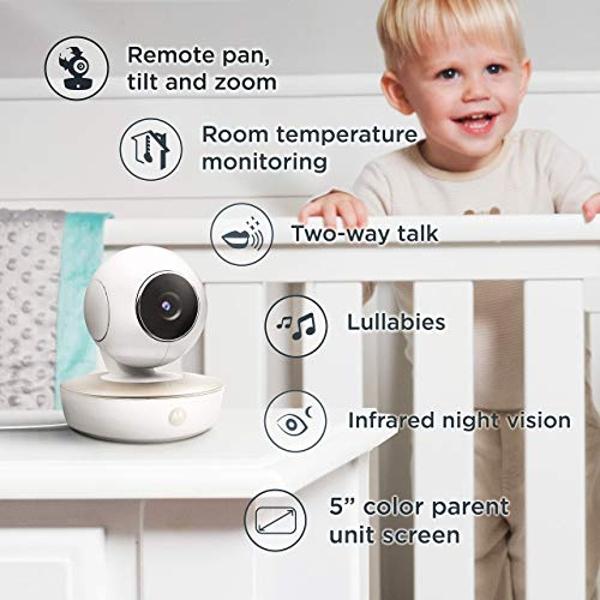 Ellie Baby Monitor with Camera and Audio, Face Covered Alert, AI Cry Soothing Lullaby, 2K HD Camera, Auto Photo Capture, Infrared Night Vision, Sleep Analysis, Temp& Humidity Detec