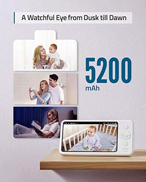 eufy Security, SpaceView Pro Video Baby Monitor with 5" Screen, Two-Way Audio, 720p, Pan & Tilt, Night Vision, Lullaby Player, Wide Angle Lens Not Included (No App Required) (Renew