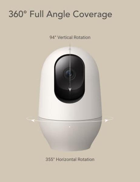 nooie 2K Smart Baby Monitor with 5G/2.4G, 360° Pan & Tilt, WiFi Baby Camera with AI Motion Tracking & Night Vision, Two Way Audio & Sound Detection, Compatible with Alexa and Googl