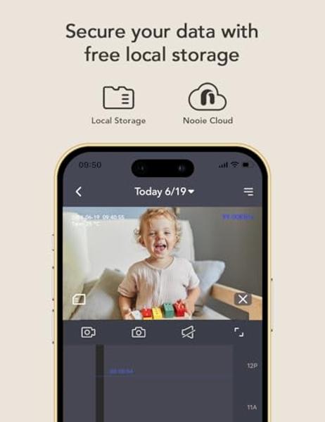 nooie Upgrade 5G Baby Monitor WiFi Smartphone, 2K Baby Camera Monitor 360 Pan & Tilt, HD Night Vision, Temperature Sensor, AI Motion Track, Two-Way Audio, Cry/Sound/Motion Detectio