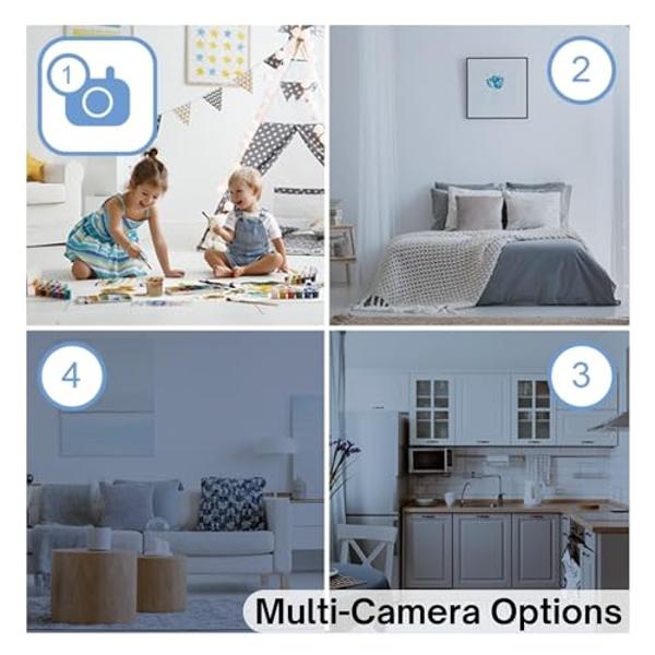 Baby Monitor with Camera and Audio, Long Range No WiFi, Baby Room Temperature Monitoring, Auto Night Vision, 5 Built-in lullabies, 2-Way Audio