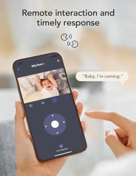 nooie Upgrade 5G Baby Monitor WiFi Smartphone, 2K Baby Camera Monitor 360 Pan & Tilt, HD Night Vision, Temperature Sensor, AI Motion Track, Two-Way Audio, Cry/Sound/Motion Detectio