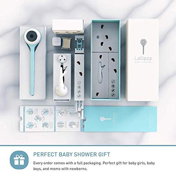 Lollipop Baby Camera with True Crying Detection, Smart Baby Monitor with Camera and Audio with Two Way Talk Back Comes with Infrared Night Vision | Ideal Gift for Baby Shower (Turq