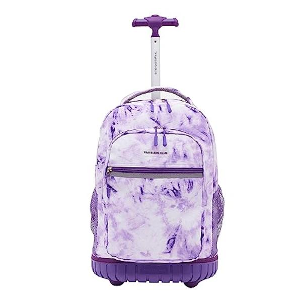 Travelers Club Rolling Backpack, Purple Tie, 18 Inch