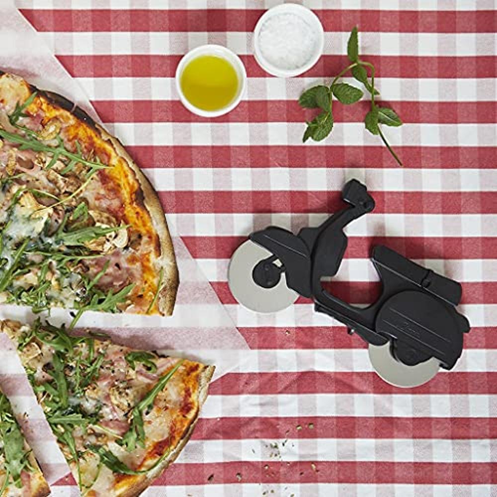 Corta Pizza Scooter Negro de Acero Inoxidable