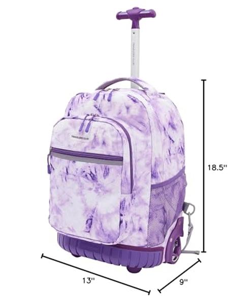 Travelers Club Rolling Backpack, Purple Tie, 18 Inch