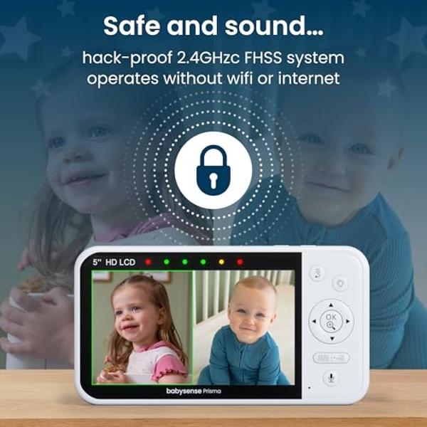 Baby Monitor with Camera and Audio, Long Range No WiFi, Baby Room Temperature Monitoring, Auto Night Vision, 5 Built-in lullabies, 2-Way Audio