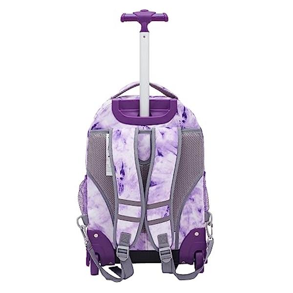Travelers Club Rolling Backpack, Purple Tie, 18 Inch