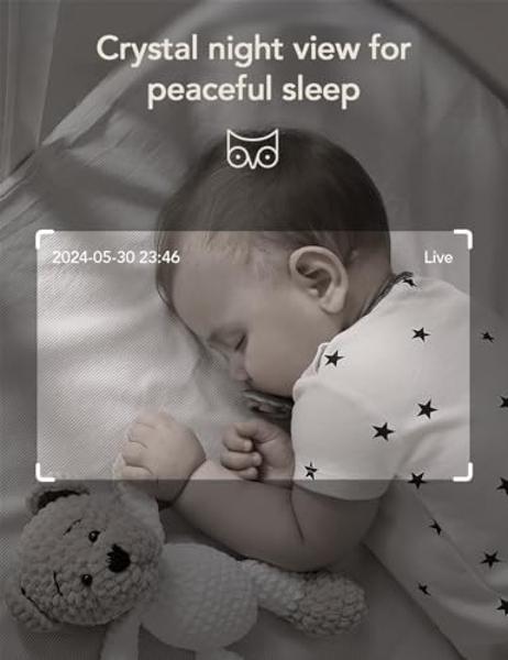 nooie Upgrade 5G Baby Monitor WiFi Smartphone, 2K Baby Camera Monitor 360 Pan & Tilt, HD Night Vision, Temperature Sensor, AI Motion Track, Two-Way Audio, Cry/Sound/Motion Detectio
