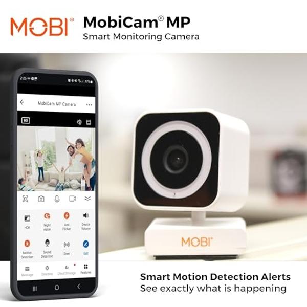 MobiCam MP Smart Home/Office Camera with 3MP Resolution, 2-Way Audio, Night Vision, 30-Second Setup, Dual WiFi (2.4GHz & 5GHz), BLE Connectivity – High-Resolution IP Monitoring Cam