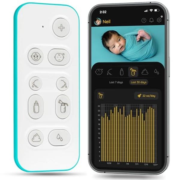 Nubo One-Touch Baby Tracker - Smart Baby Monitor for Tracking Sleep, Diaper, & Feeding - Mobile App
