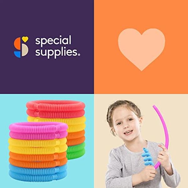 Special Supplies Fun Pull and Stretch Tubes for Kids - Pop, Bend, Build, and Connect Toy, Provide Tactile and Auditory Sensory Play, Colorful, Heavy-Duty Plastic (30-Pack Primary C