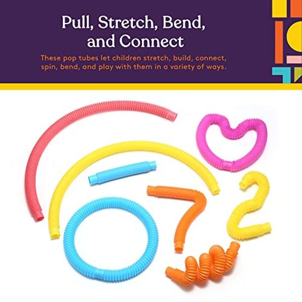Special Supplies Fun Pull and Stretch Tubes for Kids - Pop, Bend, Build, and Connect Toy, Provide Tactile and Auditory Sensory Play, Colorful, Heavy-Duty Plastic (30-Pack Primary C