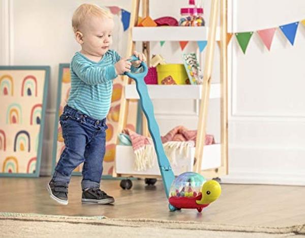 B. toys – Ball Popper & Walker – Push Toy for Baby, Toddler – Light-Up Turtle Toy for Crawling Or Walking – Removable Handle – 1 Year + – Walk ‘n’ POP!