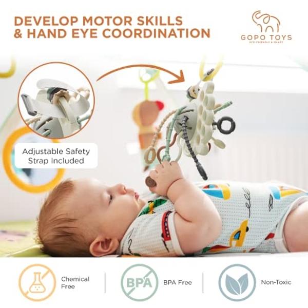 GOPO TOYS Montessori Toys for 18+ Months Old - Baby Sensory Toys for Boys and Girls - Silicone Pull String Activity Toy for Toddlers - Learning & Educational Toys for Kids - Babies