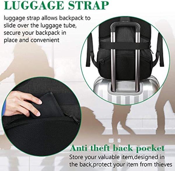MATEIN Business Laptop Backpack, 15.6 Inch Travel Laptop Bag Rucksack with USB Charging Port, Water-Resistant Bag Daypack for Work College Computer Men Women Backpack, Black