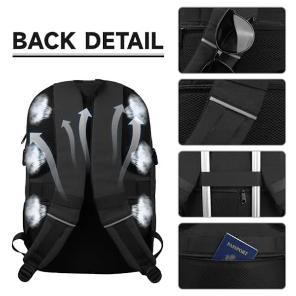 Travel Backpack, Large Carry on Backpack, 17 Inch Laptop Bag, Big Sturdy TSA-Friendly with USB Port College School Rucksack Bag, Gifts for Him Men Women, Black